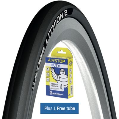 Michelin Lithion 2 Tyre Grey 23c + FREE Tube