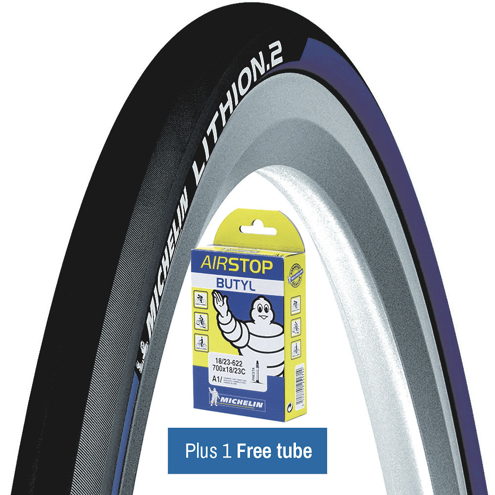 Michelin Lithion 2 Tyre Blue + FREE Tube