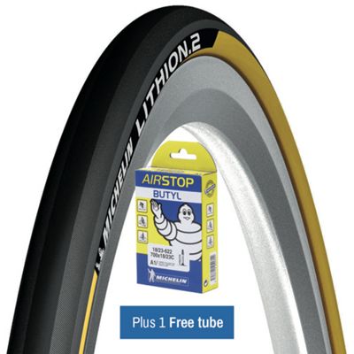 Michelin Lithion 2 Tyre Yellow + FREE Tube