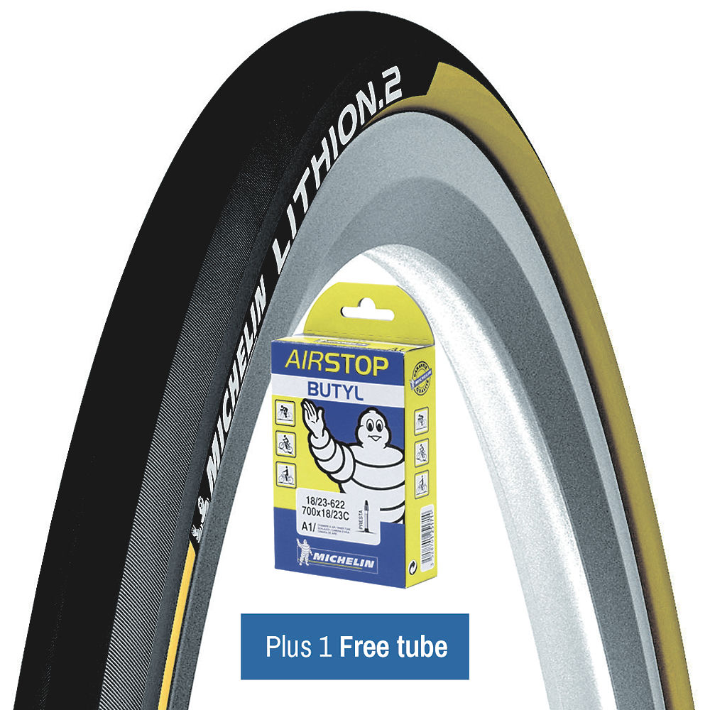 Michelin Lithion 2 Tyre Yellow + FREE Tube