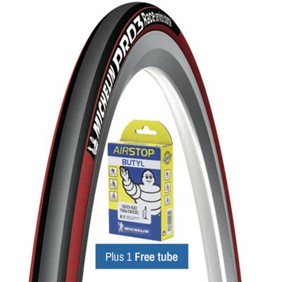 Michelin Pro 3 Race Road Tyre Red + FREE Tube