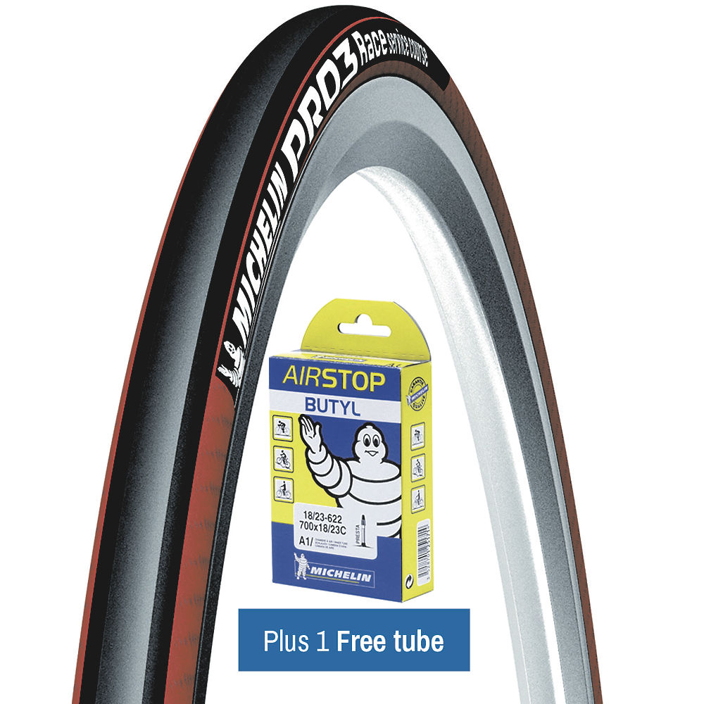 Michelin Pro 3 Race Road Tyre Red + FREE Tube