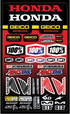 100% Geico Honda Sticker Sheet