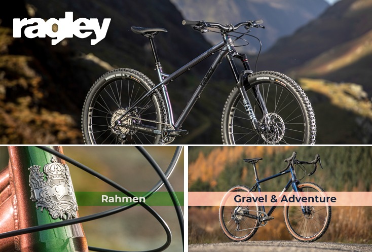 Bild eines Ragley Hardtail Mountainbike und Mountainbikerahmen und Gravel Bike mit dem Text 'Get Wild' mit den neuen 2021er MTB-Modellen