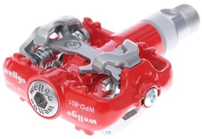 Wellgo WPD801 SPD Clipless MTB Pedals - Red, Red