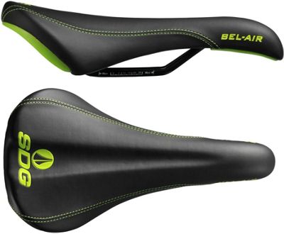 SDG Bel Air Steel Saddle - Black - Green - 140mm Wide, Black - Green