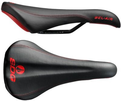 SDG Bel Air Steel Saddle - Black - Red - 140mm Wide, Black - Red