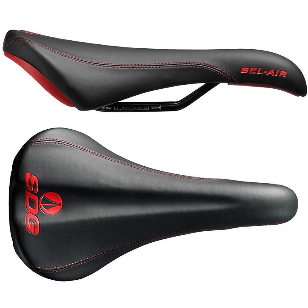 Selle SDG Bel Air acier - Noir - Rouge - 140mm Wide, Noir - Rouge