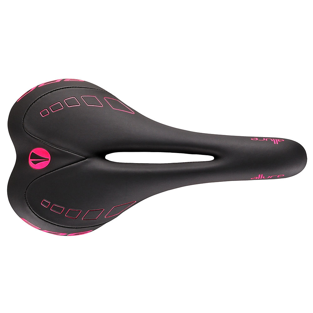 Selle Femme SDG Allure Ti-Aluminium - Noir/Neon Pink Accents - 143mm Wide, Noir/Neon Pink Accents