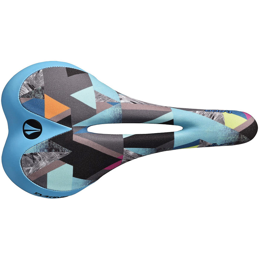 SDG Allure Women's Ti-Alloy Bike Saddle - Black - Steffi Marth Cyan - 143mm Wide, Black - Steffi Marth Cyan