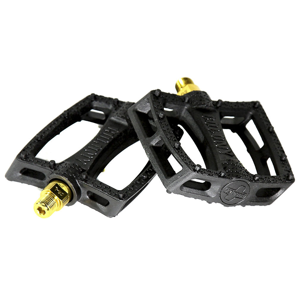 Colony Fantastic Plastic BMX Pedals - Black - Gold - 9/16", Black - Gold