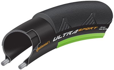 Pneu route Continental Ultra Sport II - Noir - Vert - Folding Bead