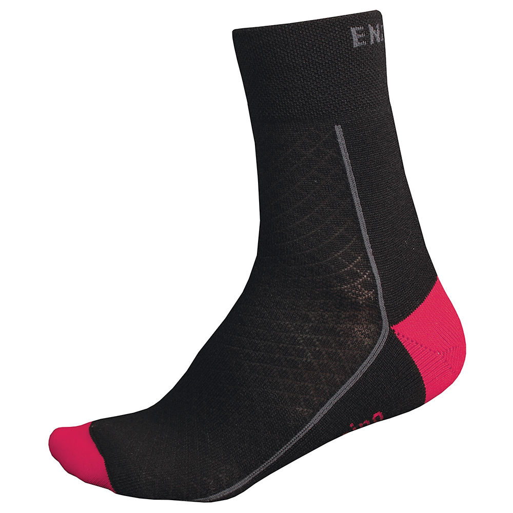 Chaussettes Endura femme BaaBaa Merino - Noir - Hot Rose - One Size