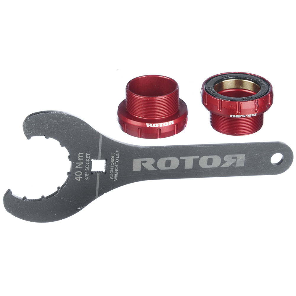 Jeu de pédalier Rotor BSA 30mm Ceramic - Rouge - 68/73mm - English Thread, Rouge