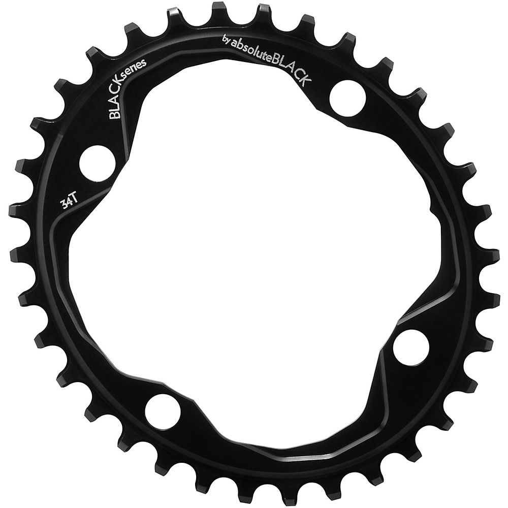 BLACK by Absoluteblack Narrow Wide Oval MTB Single Chainring - 4-Bolt, Black