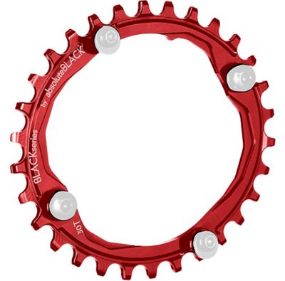 BLACK by Absoluteblack Narrow Wide Oval MTB Single Chainring - Red - 4-Bolt, Red