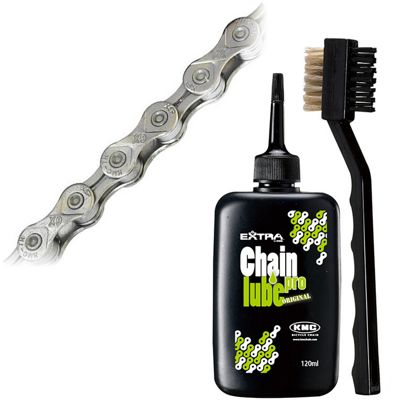 KMC 9 Speed Chain + Lube Bundle