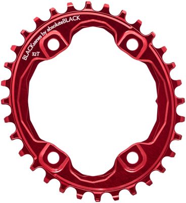 BLACK by Absoluteblack Narrow Wide Oval XT M8000 Chainring - Red - 4-Bolt, Red
