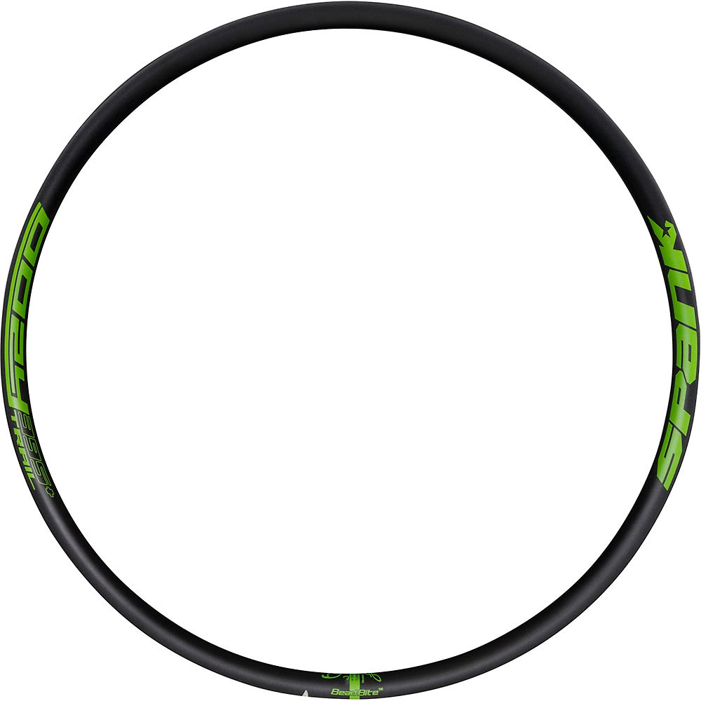 Spank OOZY Trail 395+ Mountain Bike Disc Rim - Black - Green - 32 Holes, Black - Green