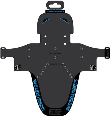 RapidRacerProducts EnduroGuard Front Mudguard - Black - Cyan - Large, Black - Cyan