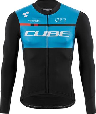 Cube Teamline Long Sleeve Jersey 2016 - Black-Blue-White - S}, Black-Blue-White
