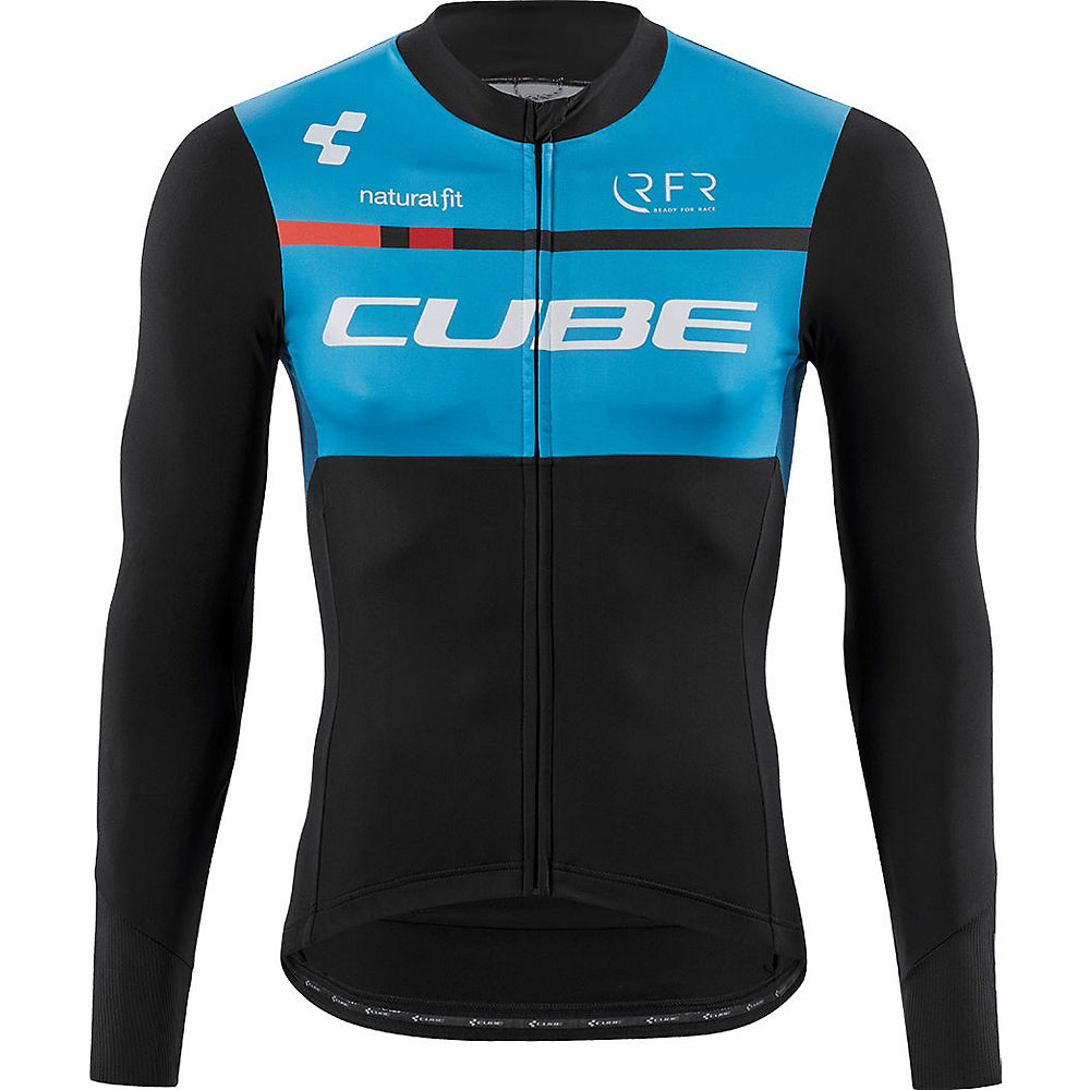 Cube Teamline Long Sleeve Jersey 2016 - Black-Blue-White - S}, Black-Blue-White