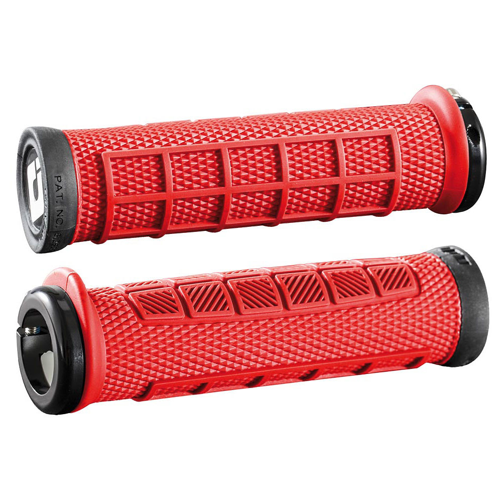 Poignées ODI Elite Grip Pro Lock On - Rouge - Noir - 130mm, Rouge - Noir