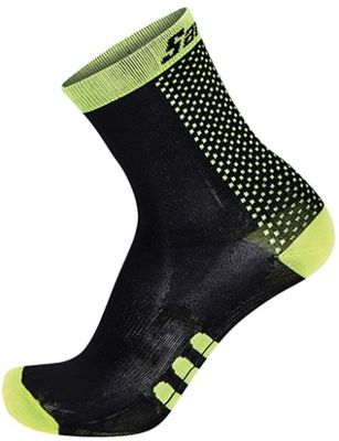 Chaussettes Santini Two Medium Profile Qskin - Noir - Jaune - XS/S