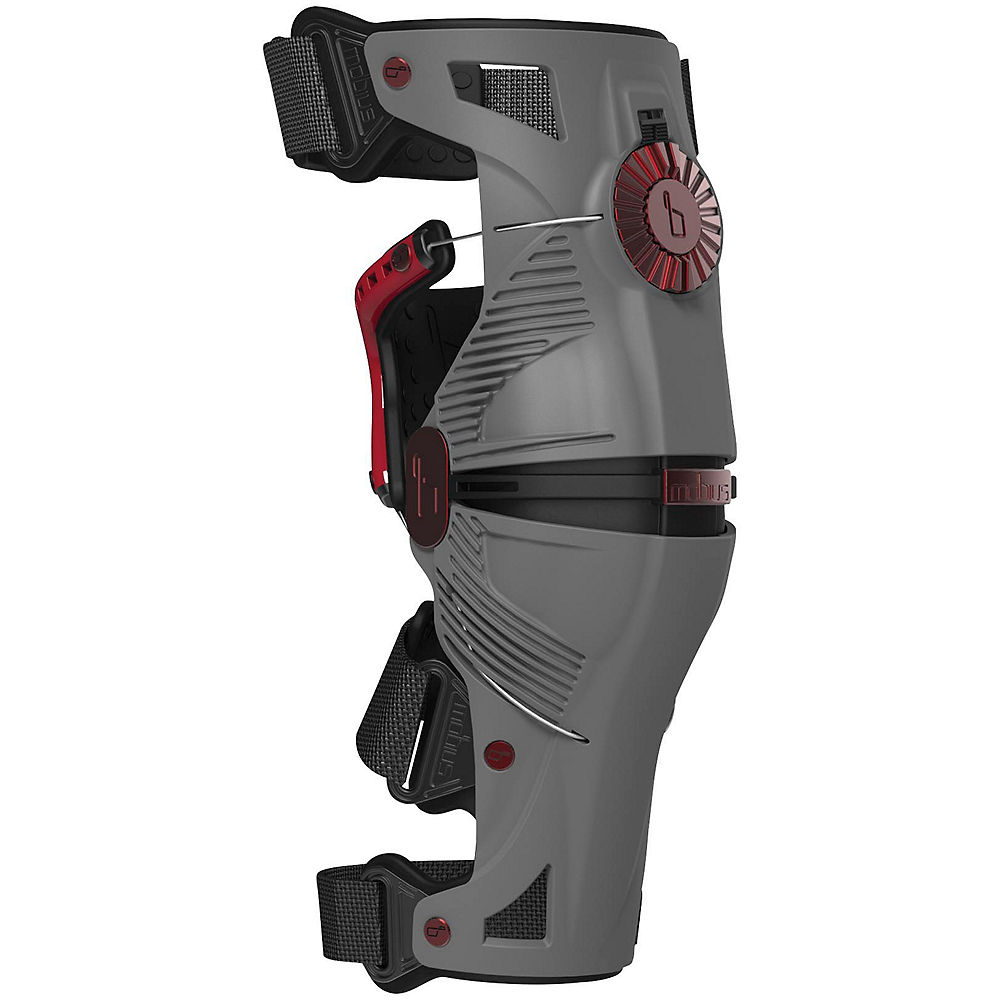 Genouillères Mobius X8 - Storm Gris - Crimson, Storm Gris - Crimson