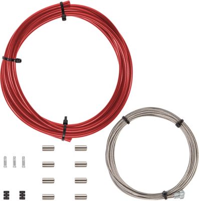 LifeLine Essential Road Brake Cable Kit - Red - 2 x 2000mm Inner cable, 1 x 2100mm Outer}, Red