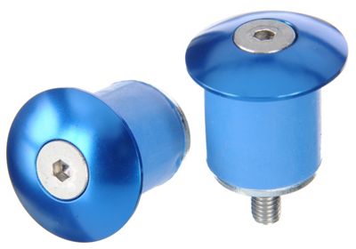 LifeLine Alloy Screw In Bar End Plugs - Blue - Pair}, Blue