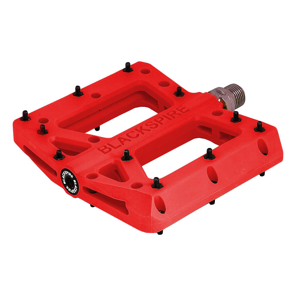 Blackspire Nylotrax Flat Mountain Bike Pedals - Red, Red