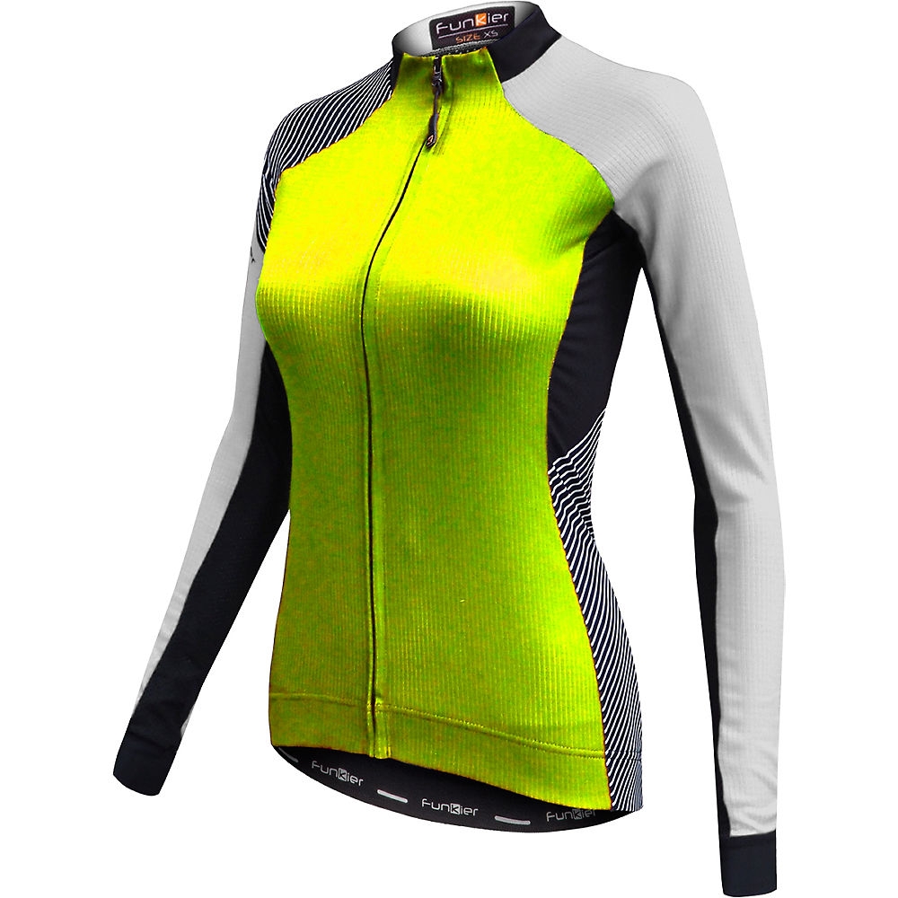 Maillot Route à manches longues Funkier Mataro Microfleece Femme - Noir - Jaune - XL
