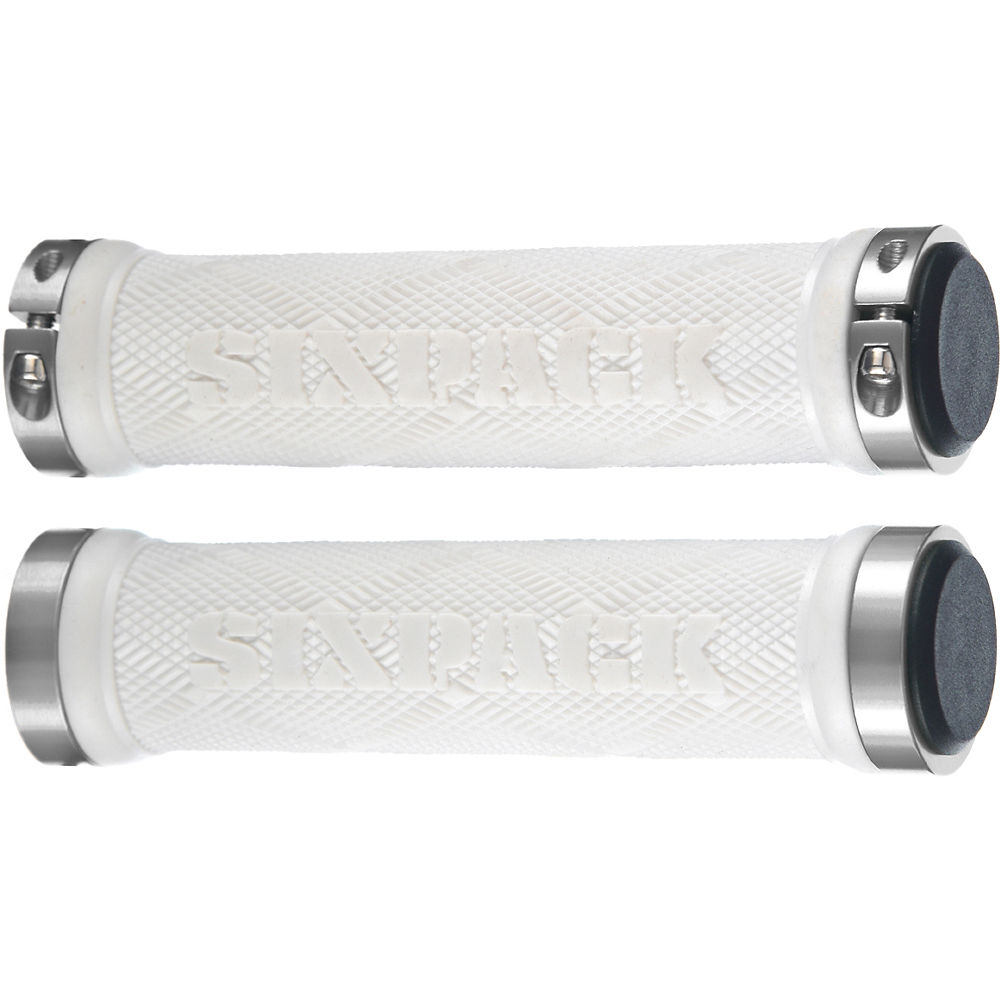 Poignées VTT Sixpack Racing Fingertrix Lock On - Blanc - Argent
