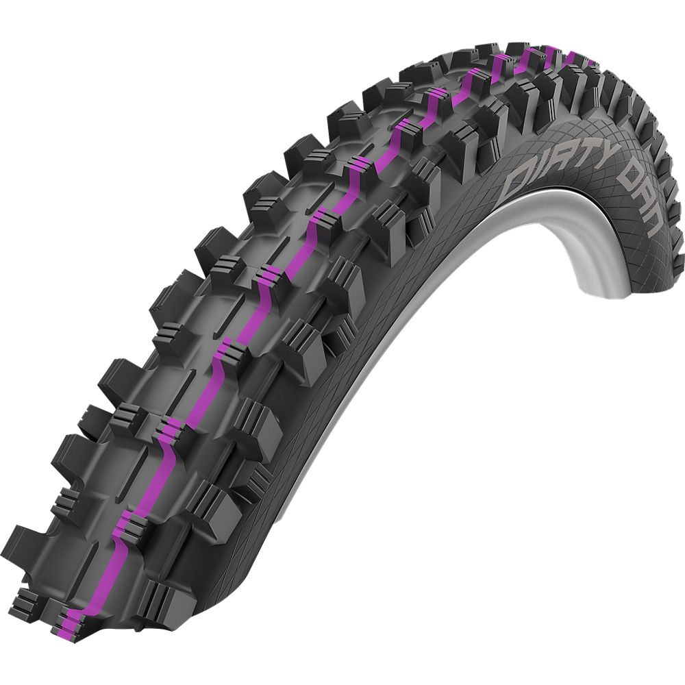 Schwalbe Dirty Dan Addix MTB Tyre - SuperGravity - Black - Purple - Folding Bead, Black - Purple