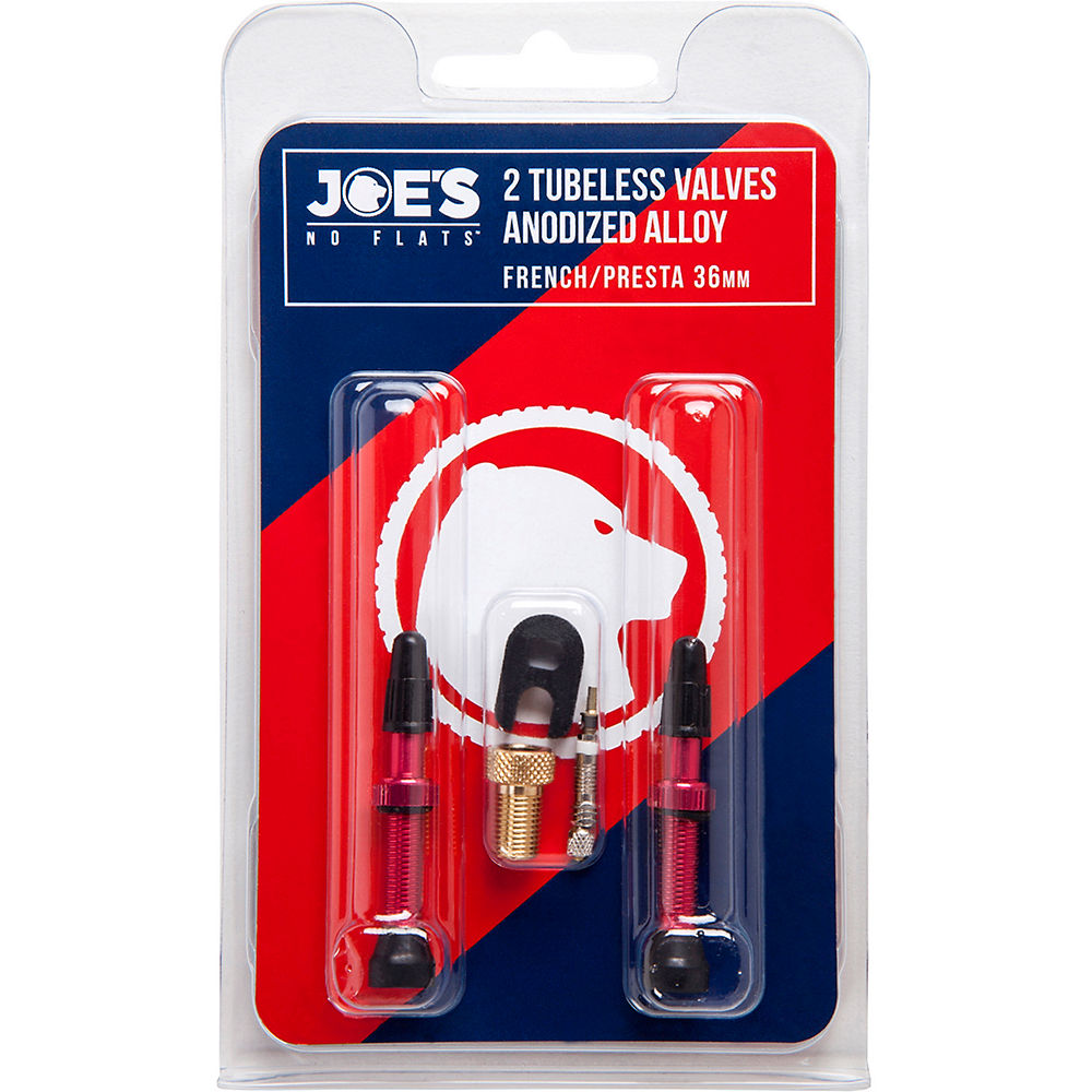Kit de valve Joe's No Flats Tubeless Presta Alliage - Rouge anodisé - 36mm, Rouge anodisé