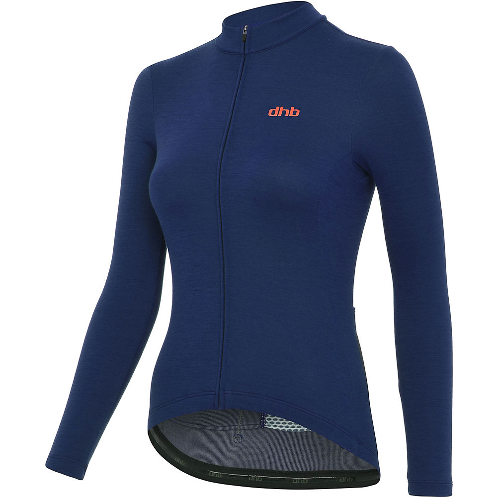 Maillot à manches longues dhb Classic Merino Femme - Bleu marine/Coral - UK 12