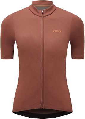 dhb Merino Womens Short Sleeve Jersey - Mahogany - UK 10}, Mahogany