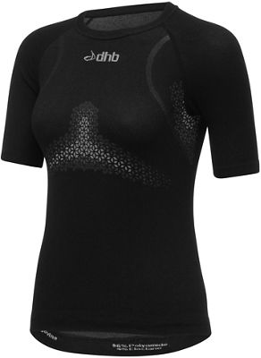 dhb Women's Short Sleeve Seamless Base Layer - Black - UK 8}, Black