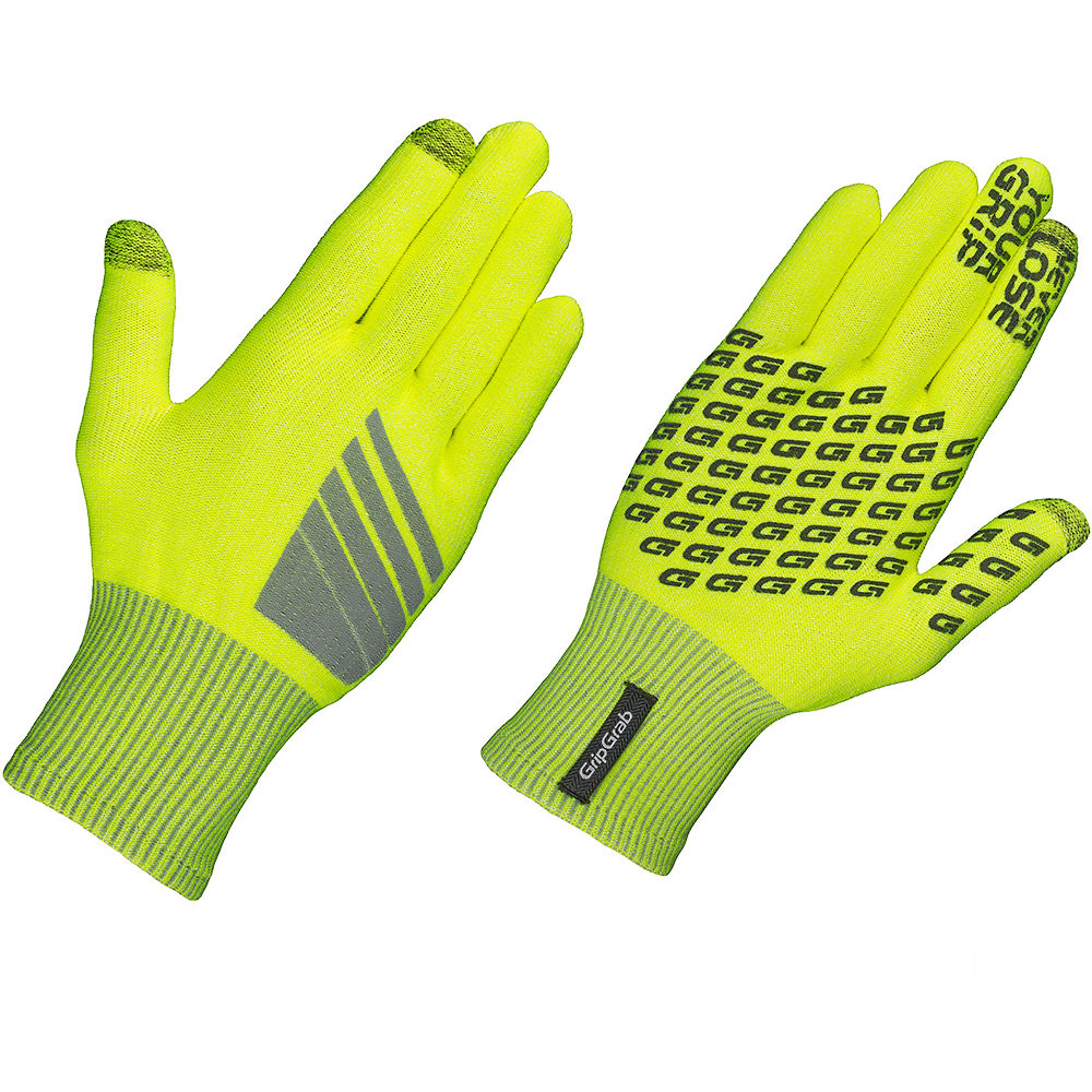 Gants route/XC GripGrab Hi Vis Primavera Merino - Jaune fluo - XS/S, Jaune fluo