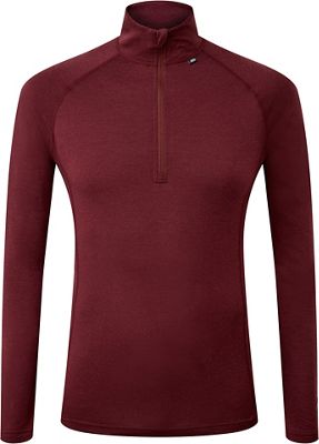 dhb Merino Zip Neck Base Layer (M_200) - Dark Red - S}, Dark Red