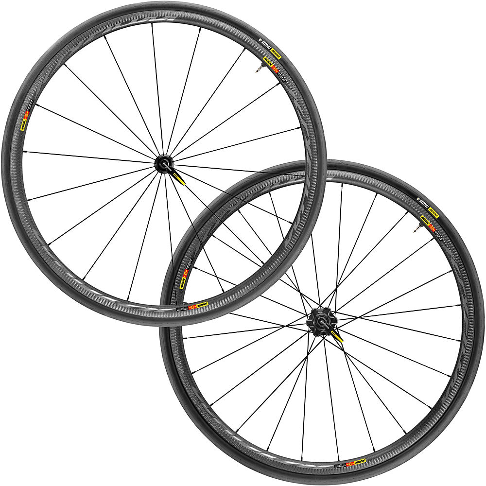 Paire de roues de route Mavic Ksyrium Pro Carbon (UST) 2019 - Noir/Jaune - 700c