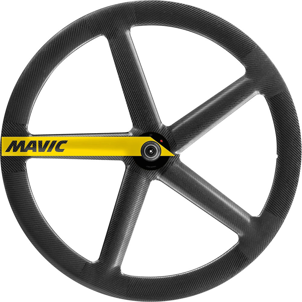 Roue avant de piste Mavic IO Rio (5 rayons, boyau) 2019 - Noir/Jaune - 700c