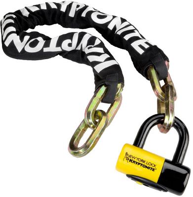 Kryptonite New York Fahgettaboudit Chain & Padlock - Black-White - Sold Secure Gold Rated}, Black-White