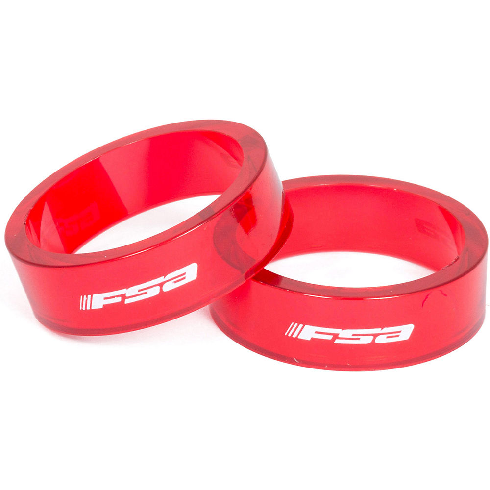 Entretoises de jeu de direction FSA Coloured Polycarbonate - Rouge - 1.1/8, Rouge