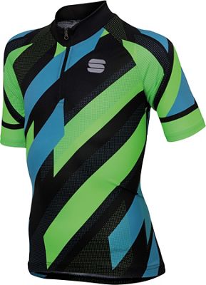 Maglia bambini Sportful Volt  - Black-Niagara Blue-Green Fluo - 10-11 Years, Black-Niagara Blue-Green Fluo