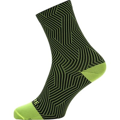 Gore Wear C3 Optiline Mid Socks - Neon Yellow-Black - S}, Neon Yellow-Black