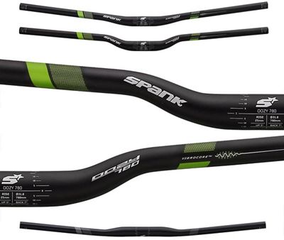 Spank OOZY Trail 780 Vibrocore Riser Bar - Black-Green - 31.8mm, Black-Green