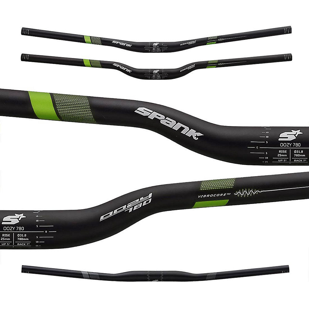 Guidon Spank OOZY Trail 780 Vibrocore Riser - Noir-Vert - 31.8mm, Noir-Vert