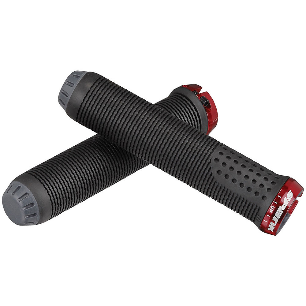 Spank SPIKE 30 Mountain Bike Handlebar Grips - Black - Red - 145mm}, Black - Red
